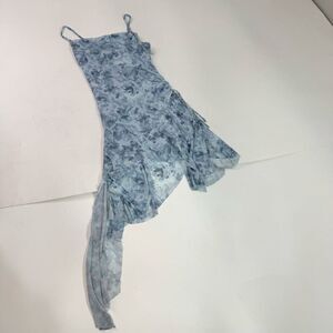 Nobo Dress Womens S (3-5) Blue Floral Print Adjustable Strap Asymmetrical Fairy